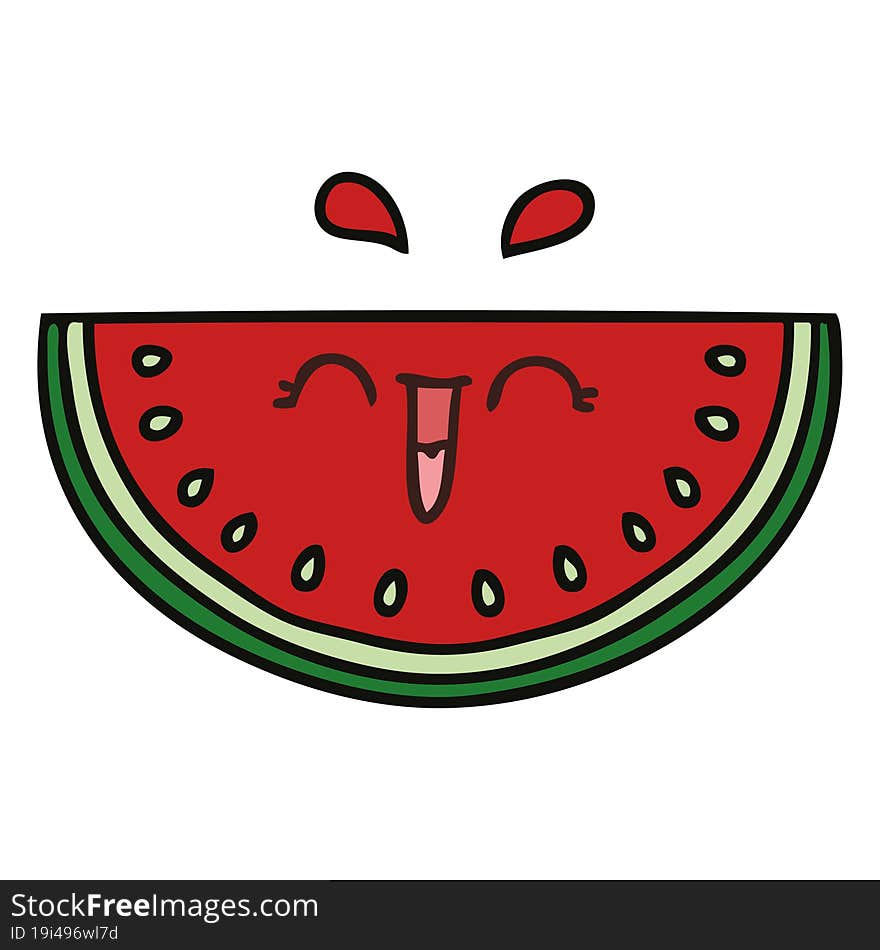 Quirky Hand Drawn Cartoon Watermelon