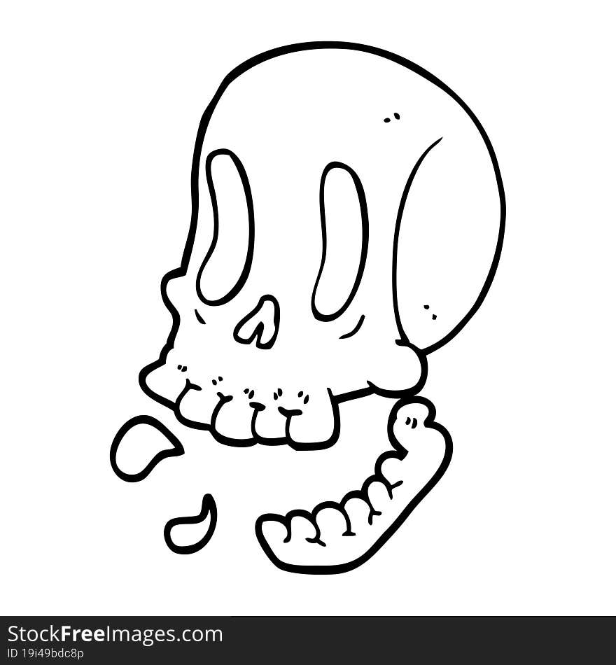 line drawing cartoon skull