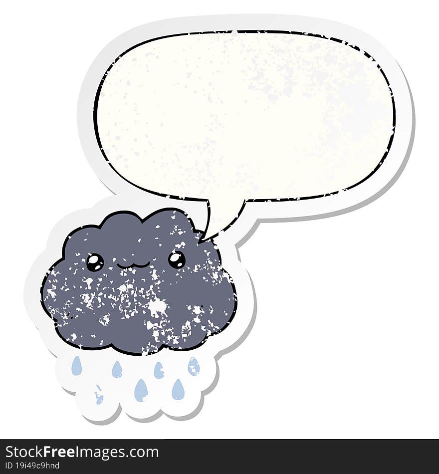 Cartoon Cloud And Speech Bubble Distressed Sticker