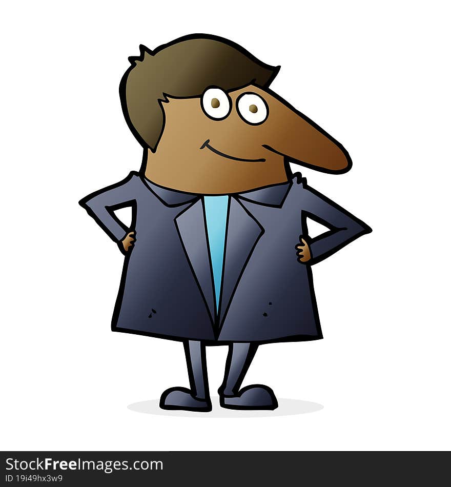 cartoon happy man in suit