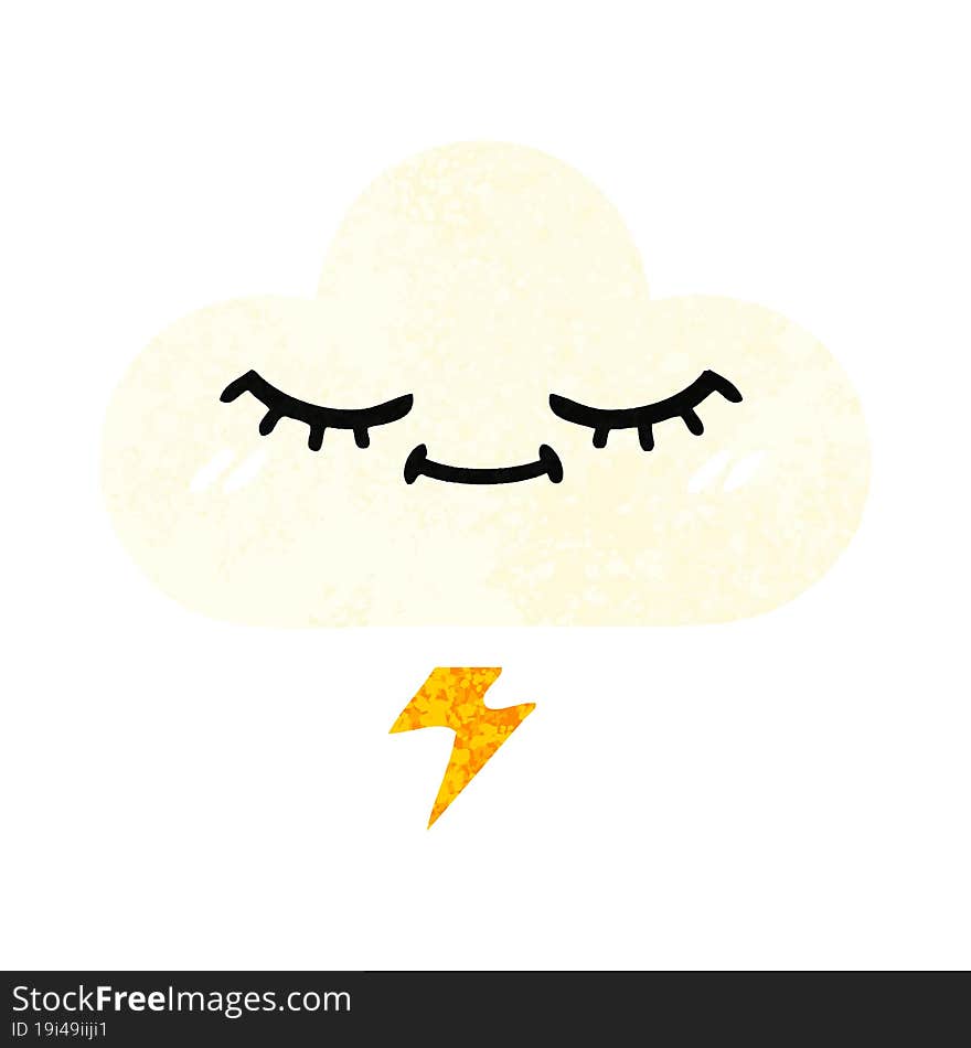 retro illustration style cartoon thunder cloud