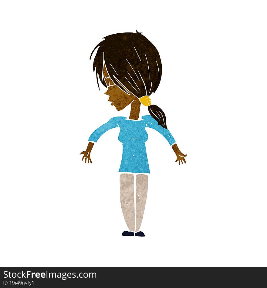 cartoon woman shrugging shoulders