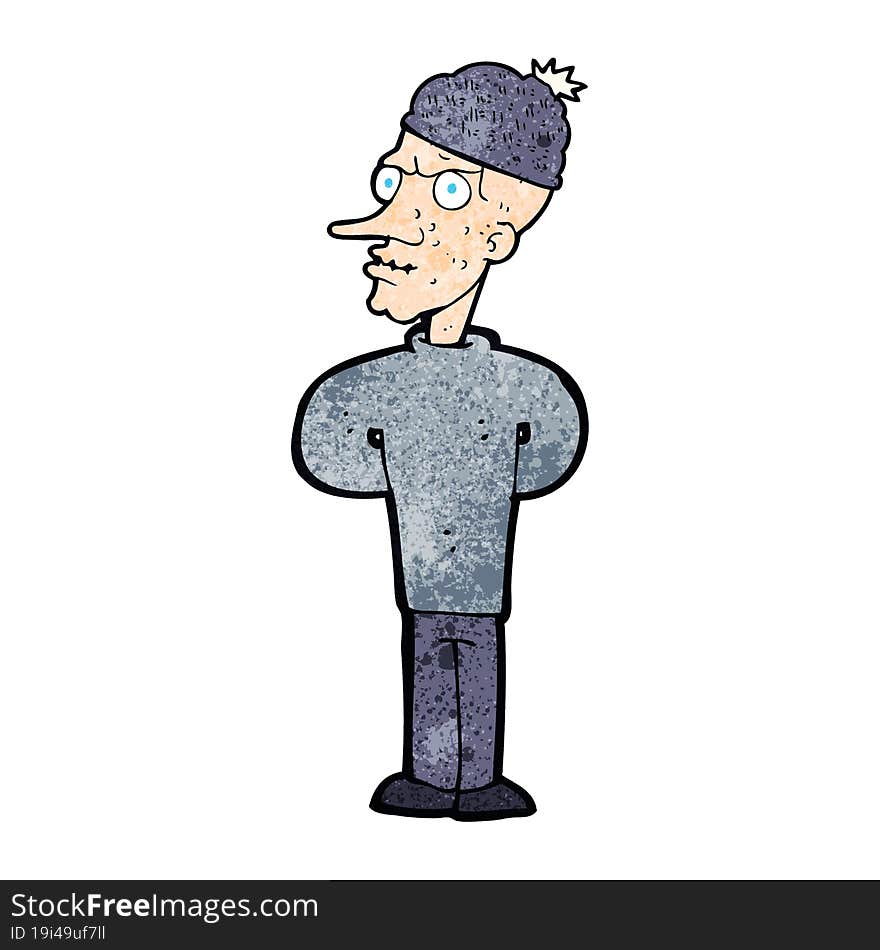 cartoon man wearing winter hat