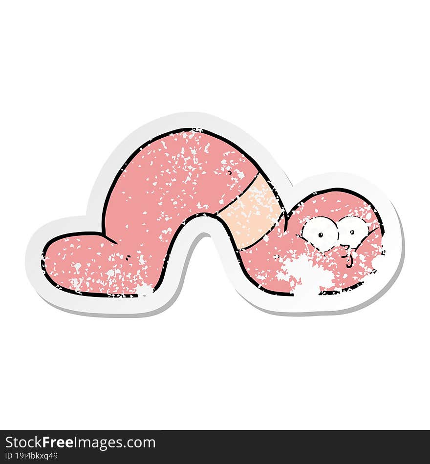 distressed sticker of a cartoon worm