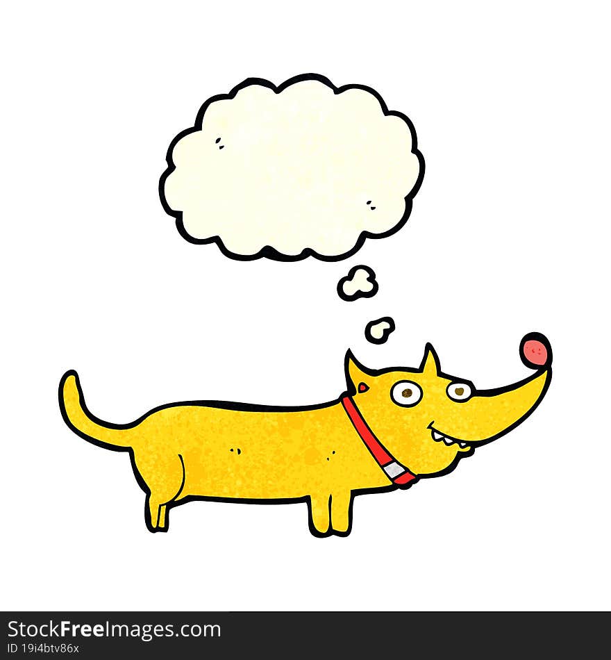 cartoon happy dog with thought bubble