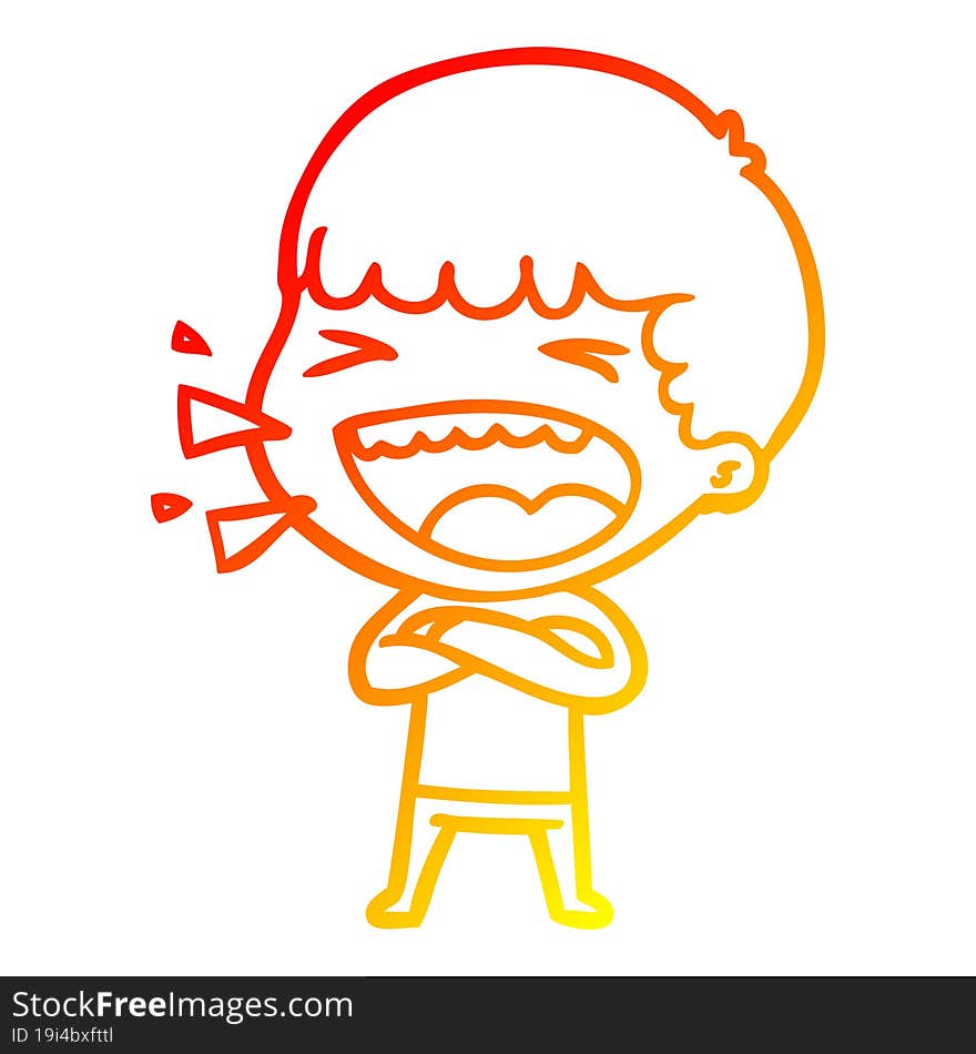 Warm Gradient Line Drawing Cartoon Laughing Man