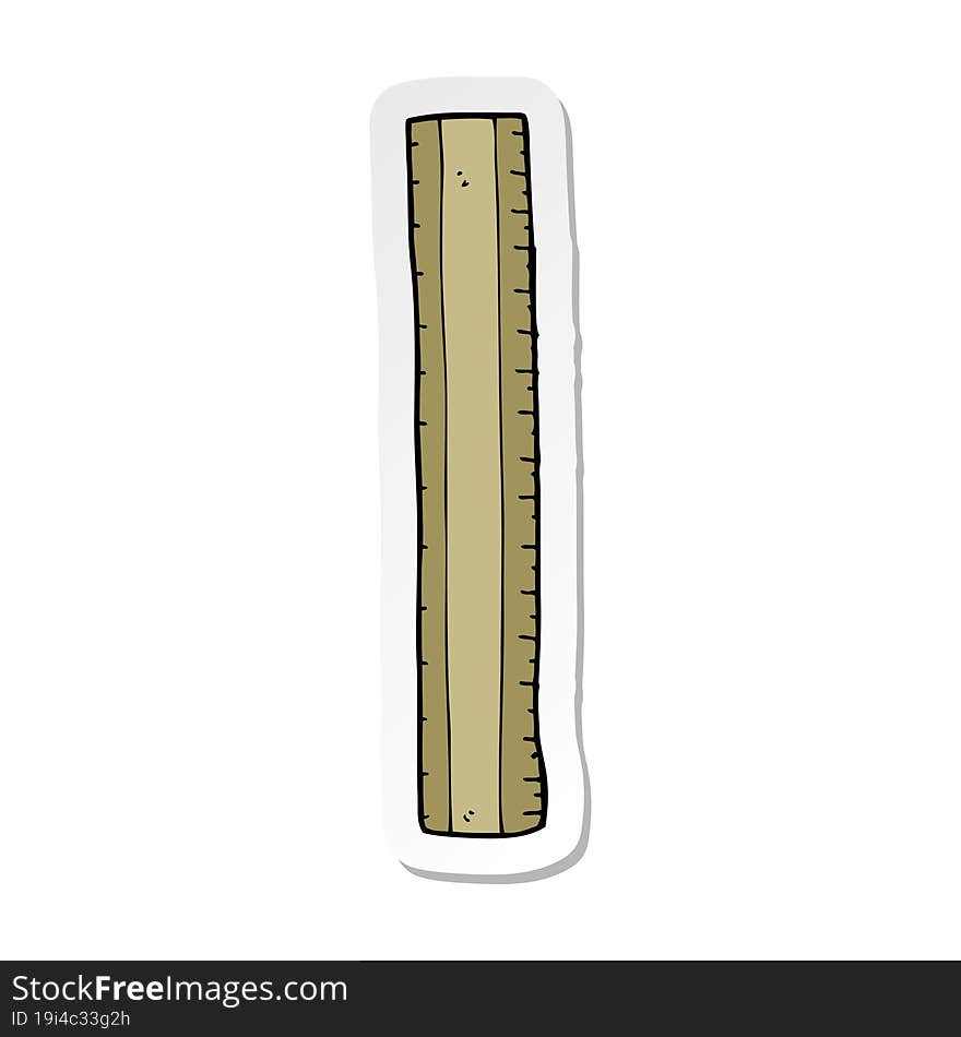 sticker of a cartoon wooden ruler