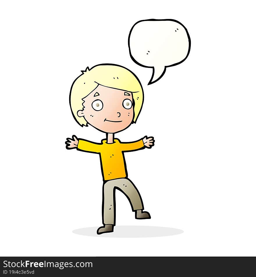 Cartoon Excited Boy With Speech Bubble