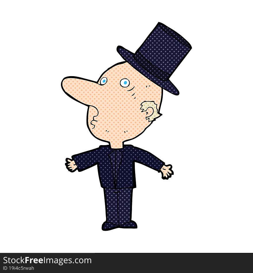 cartoon man wearing top hat