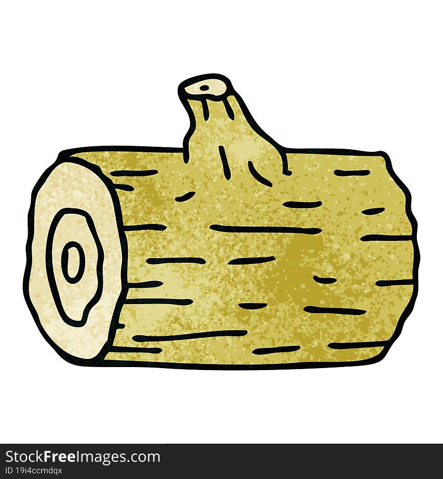 Quirky Hand Drawn Cartoon Wooden Log