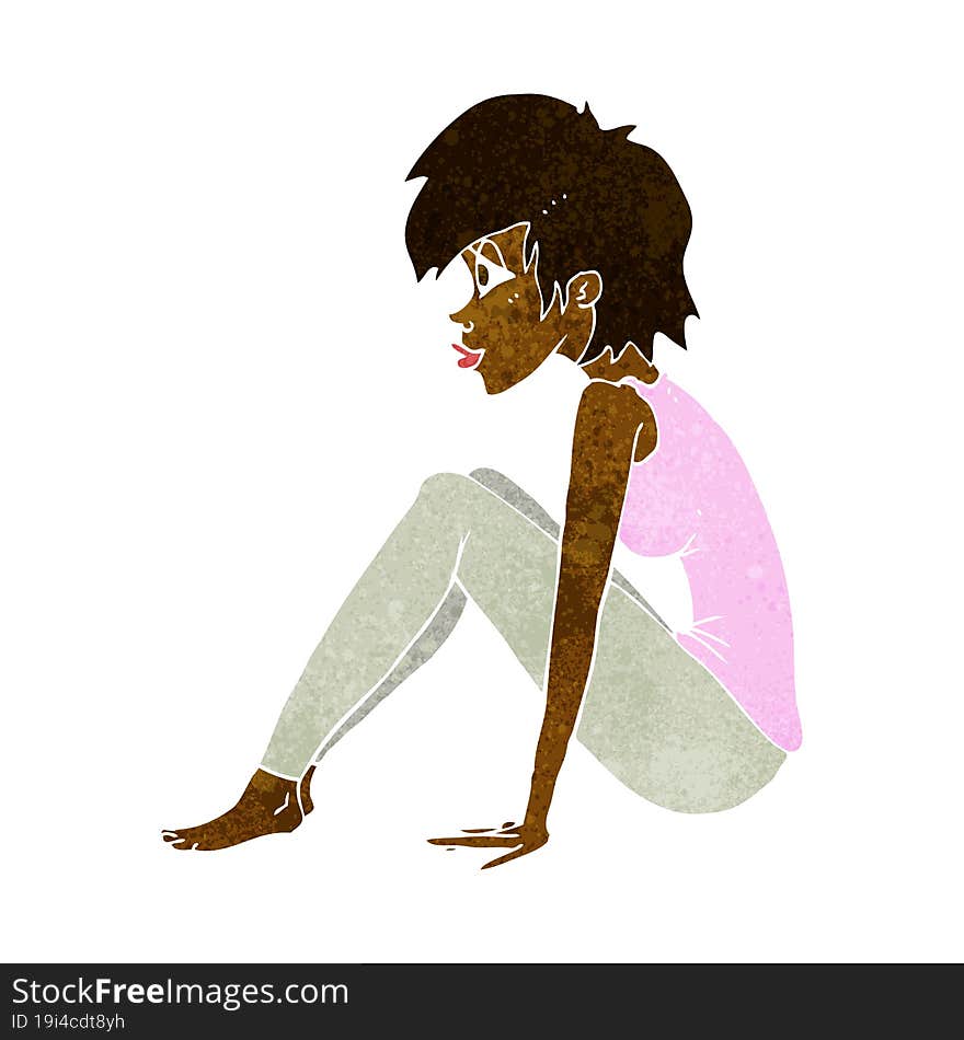 Cartoon Woman Sitting