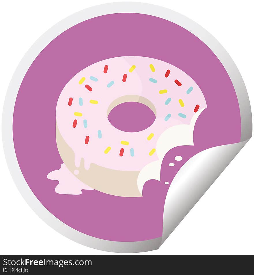 bitten frosted donut graphic circular sticker