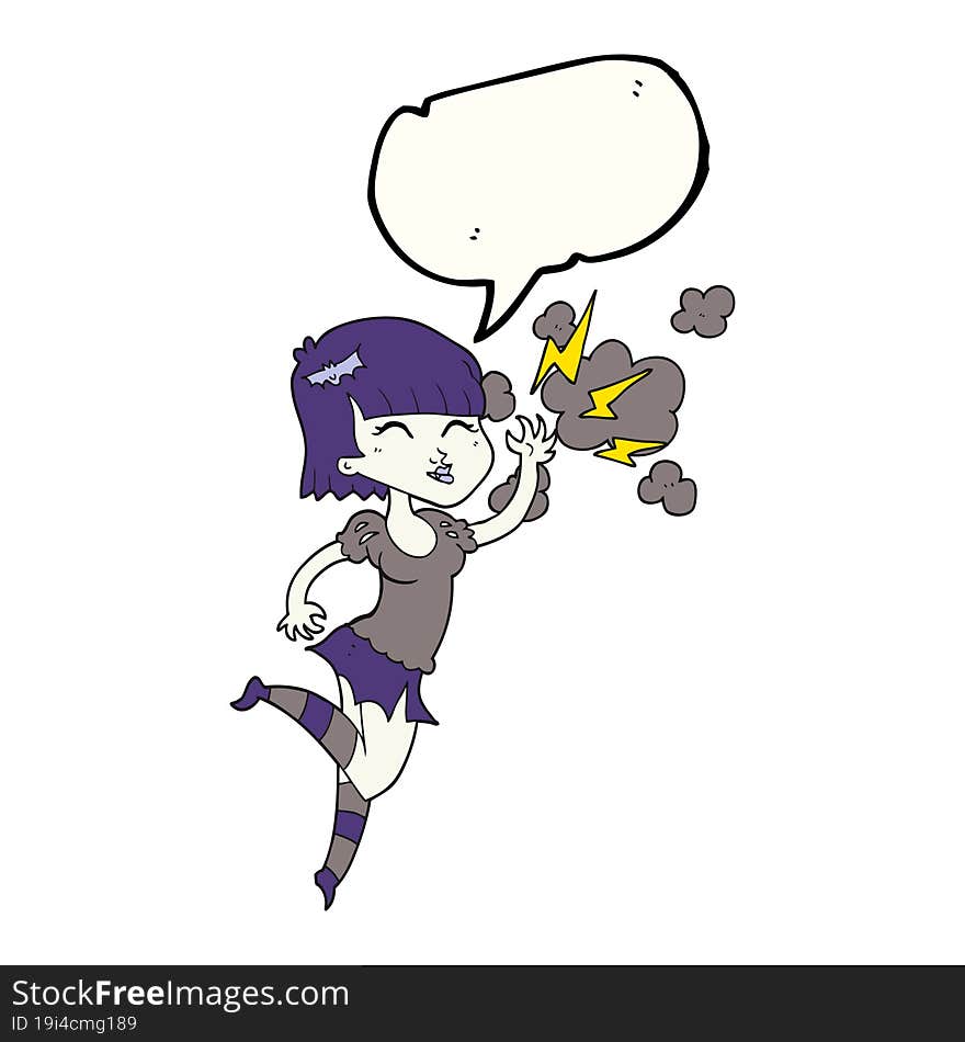 speech bubble cartoon vampire girl flying