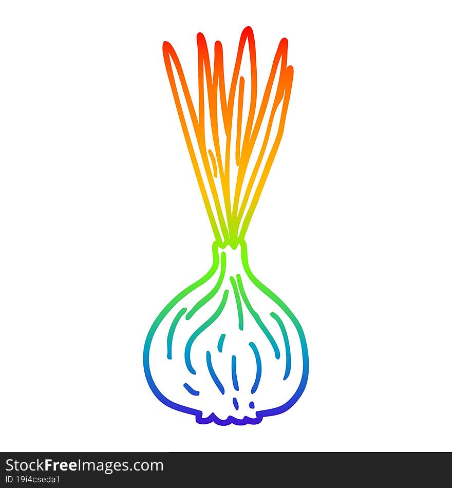 rainbow gradient line drawing cartoon sprouting onion