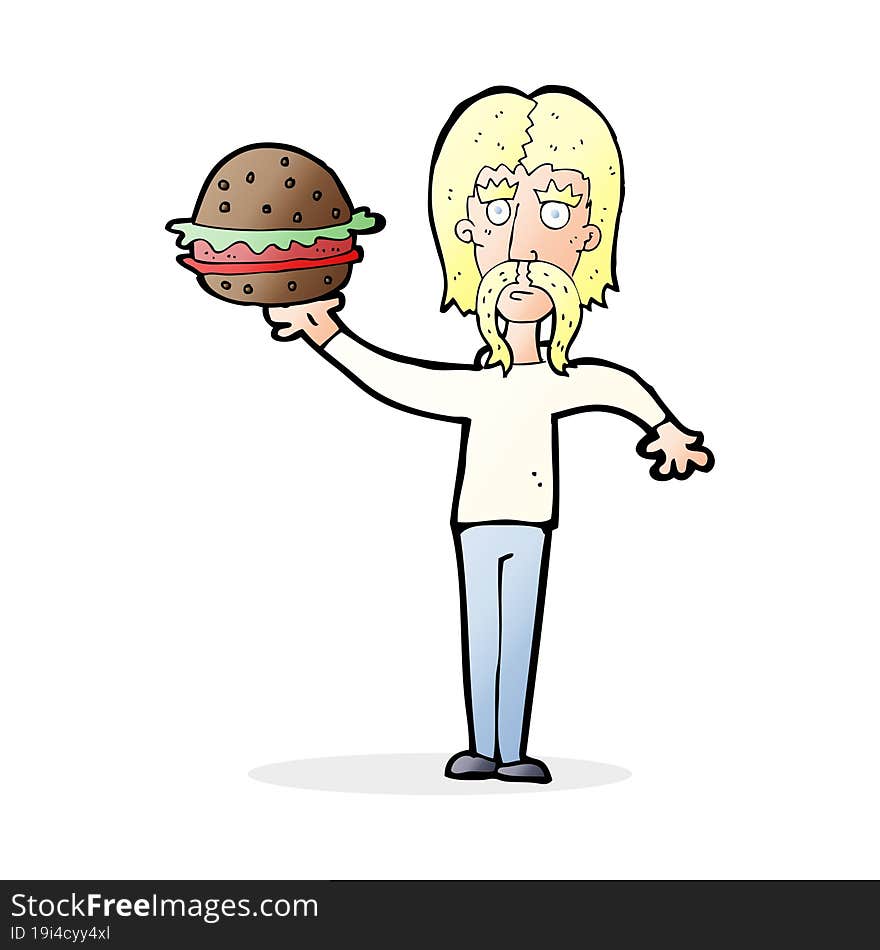 cartoon man with burger