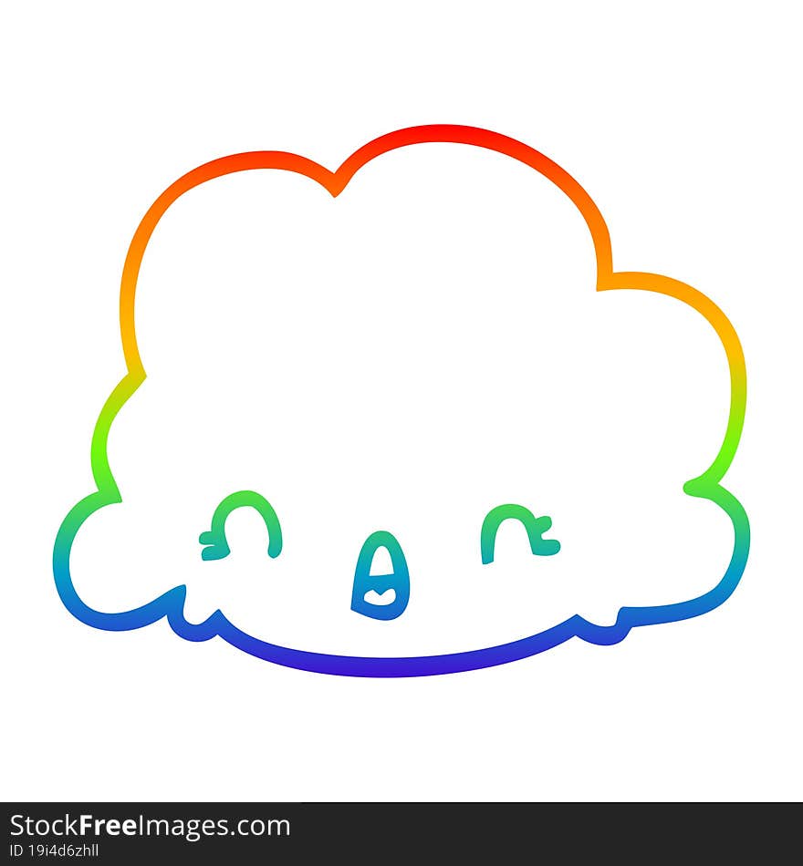 rainbow gradient line drawing cartoon cloud