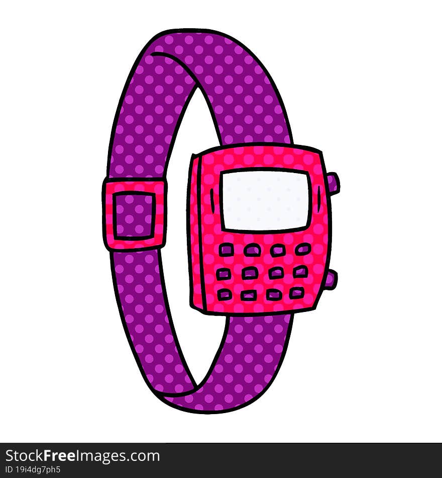 hand drawn cartoon doodle of a retro watch