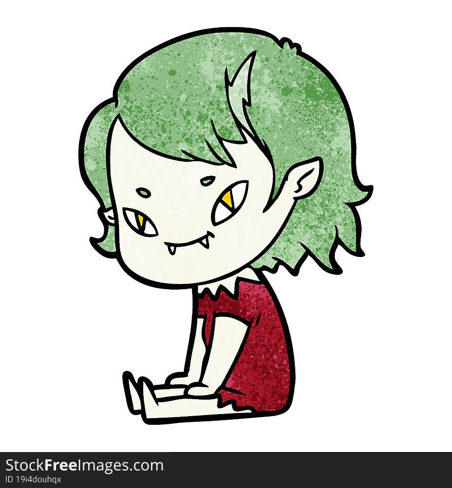 cartoon friendly vampire girl sat down. cartoon friendly vampire girl sat down