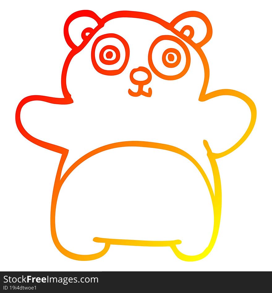 warm gradient line drawing cartoon happy panda