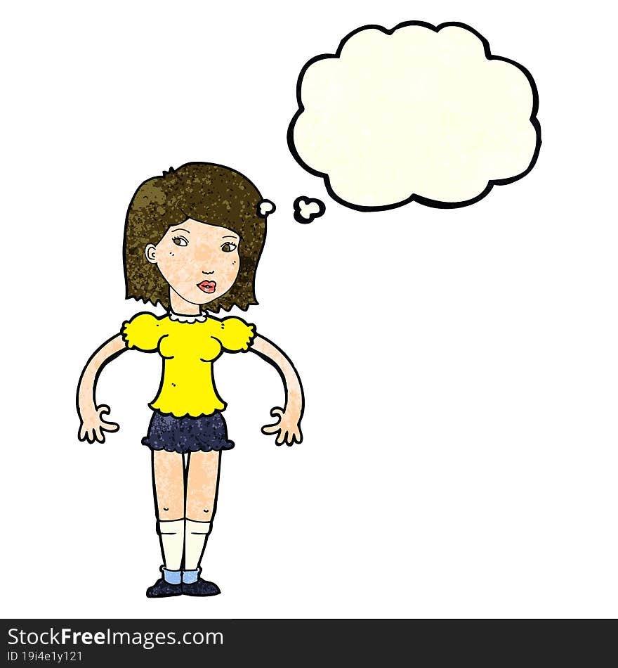 Cartoon Woman Looking Sideways With Thought Bubble