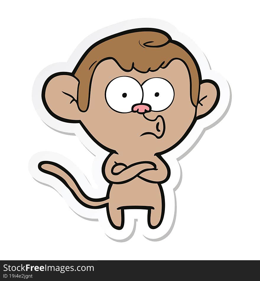 Sticker Of A Cartoon Surprised Monkey