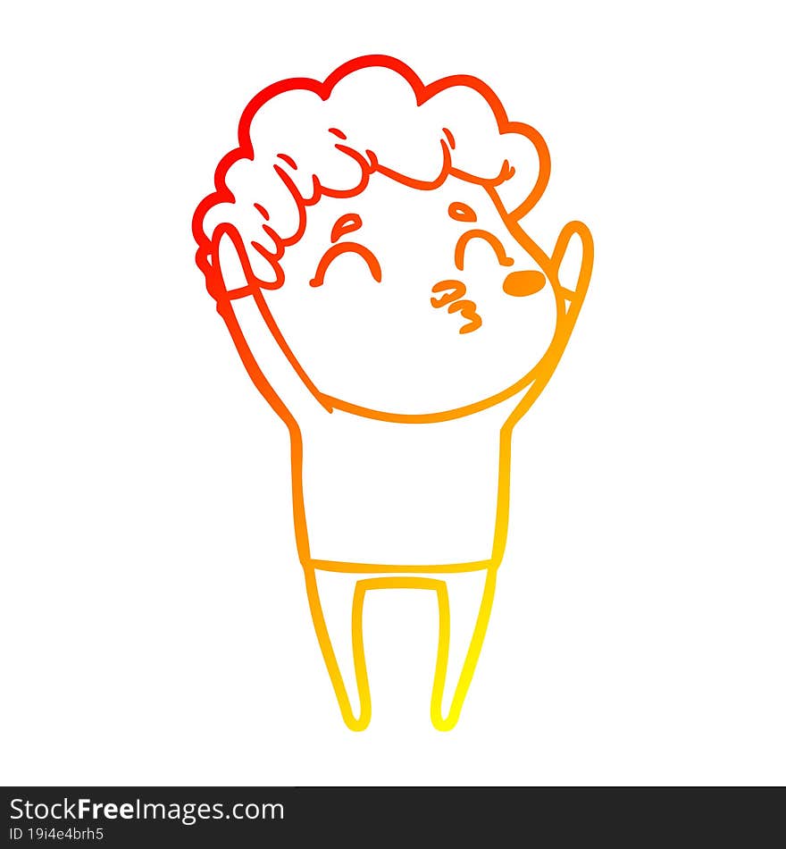 Warm Gradient Line Drawing Cartoon Man Pouting