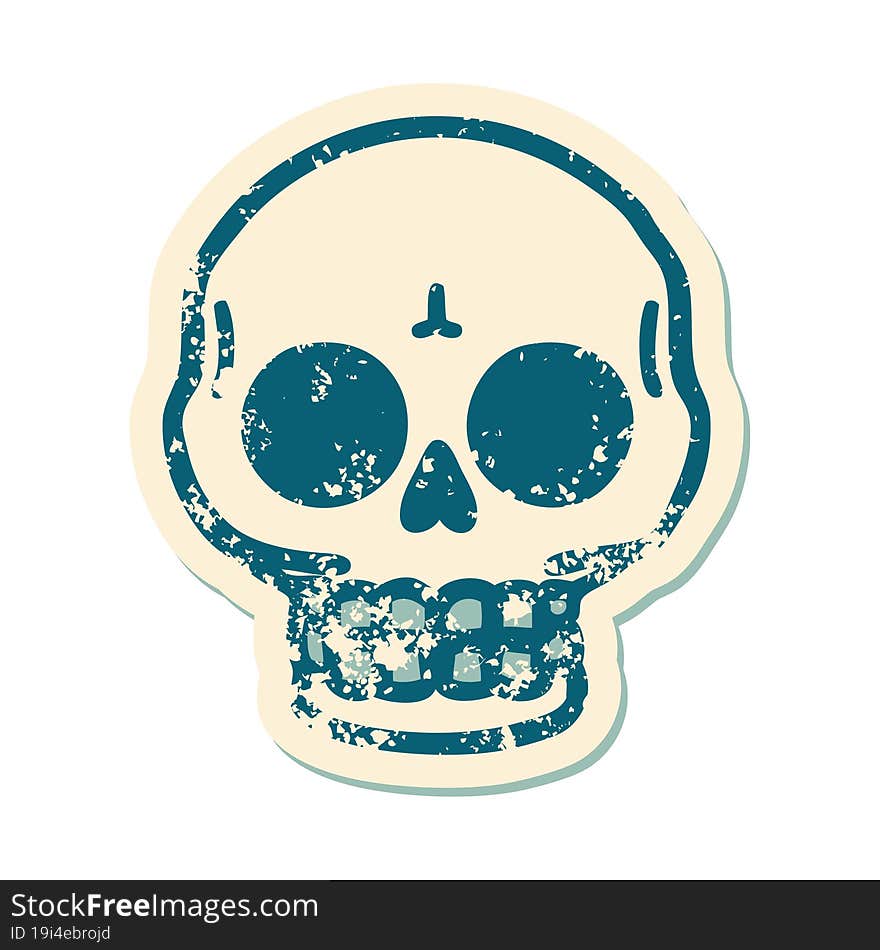 distressed sticker tattoo style icon of a skull