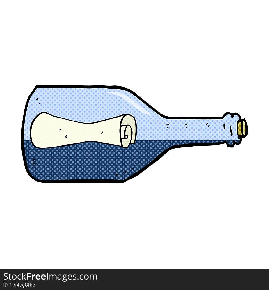 cartoon message in a bottle. cartoon message in a bottle