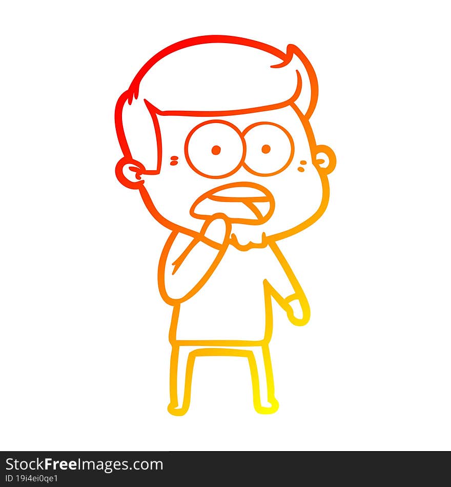 warm gradient line drawing cartoon shocked man