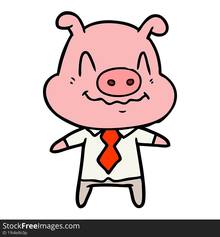 nervous cartoon pig boss. nervous cartoon pig boss