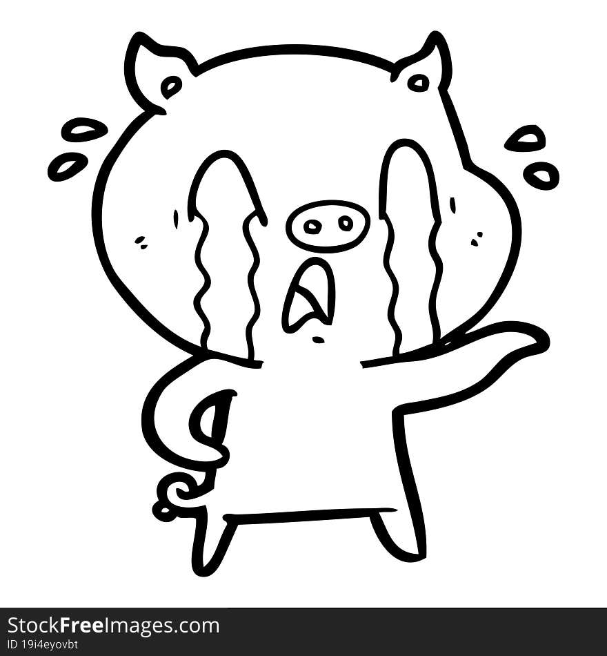 crying pig cartoon. crying pig cartoon