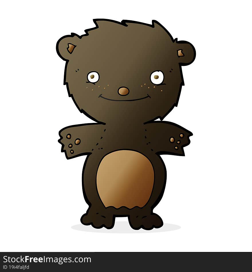 cartoon happy little black bear