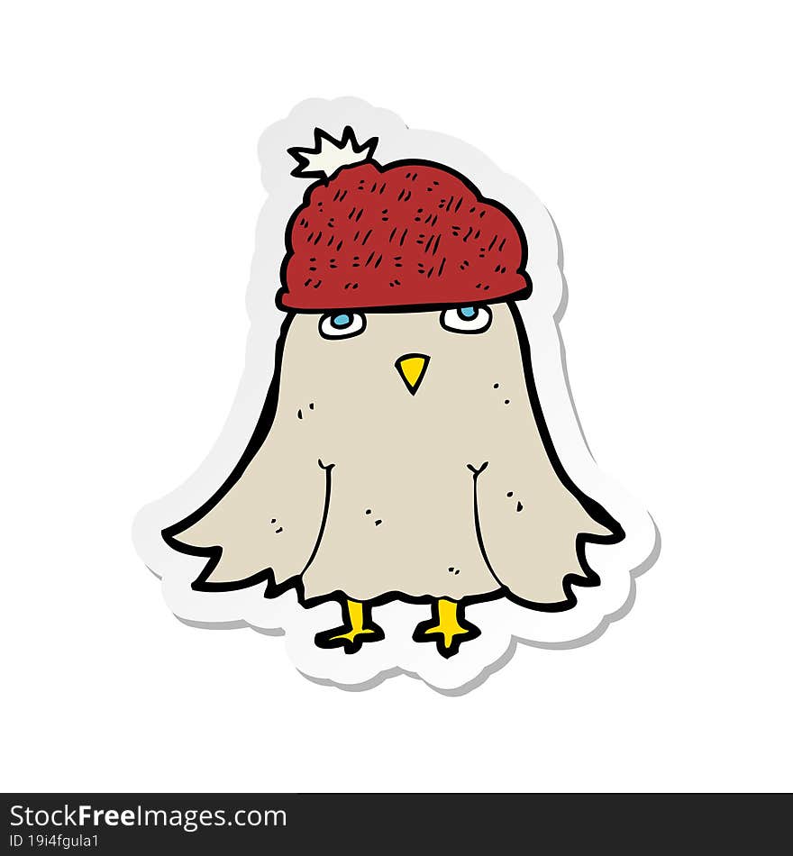 sticker of a cartoon owl wearing hat