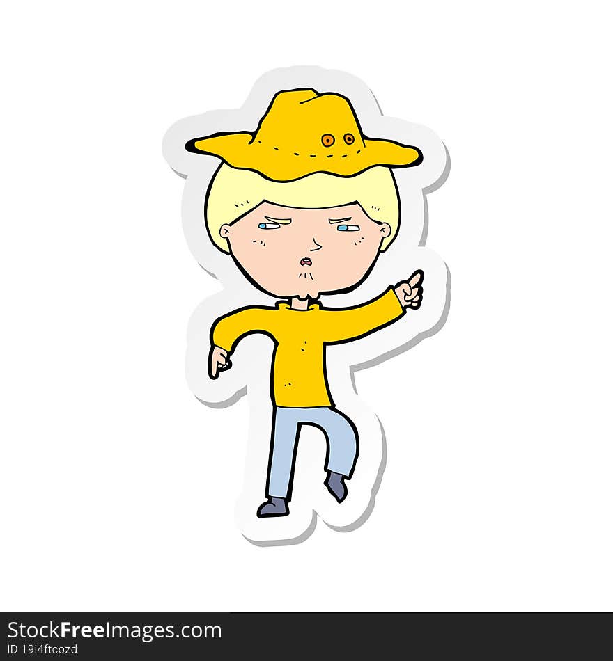 sticker of a cartoon man in hat