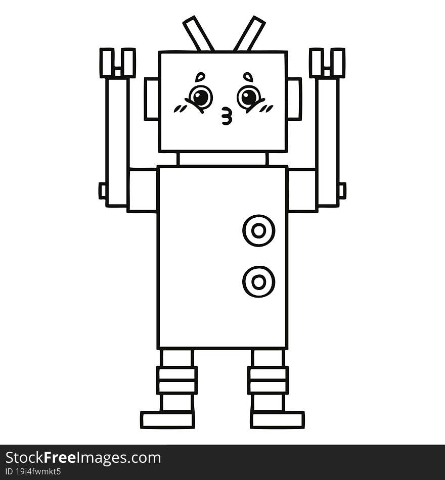 line drawing cartoon of a robot. line drawing cartoon of a robot