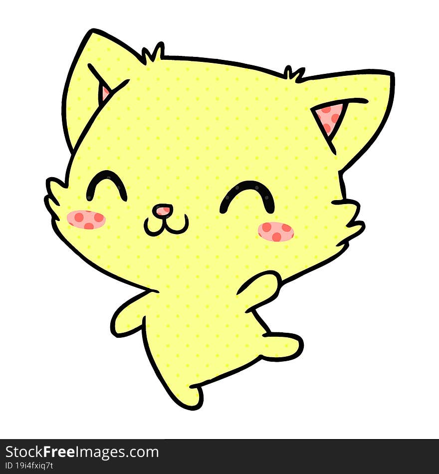 cartoon illustration of cute kawaii cat. cartoon illustration of cute kawaii cat