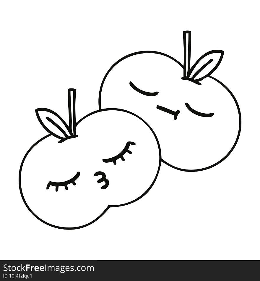 Line Drawing Cartoon Apples