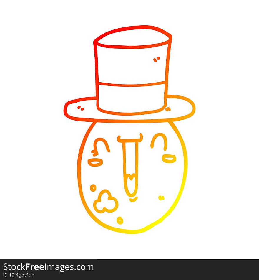 warm gradient line drawing of a cartoon posh egg