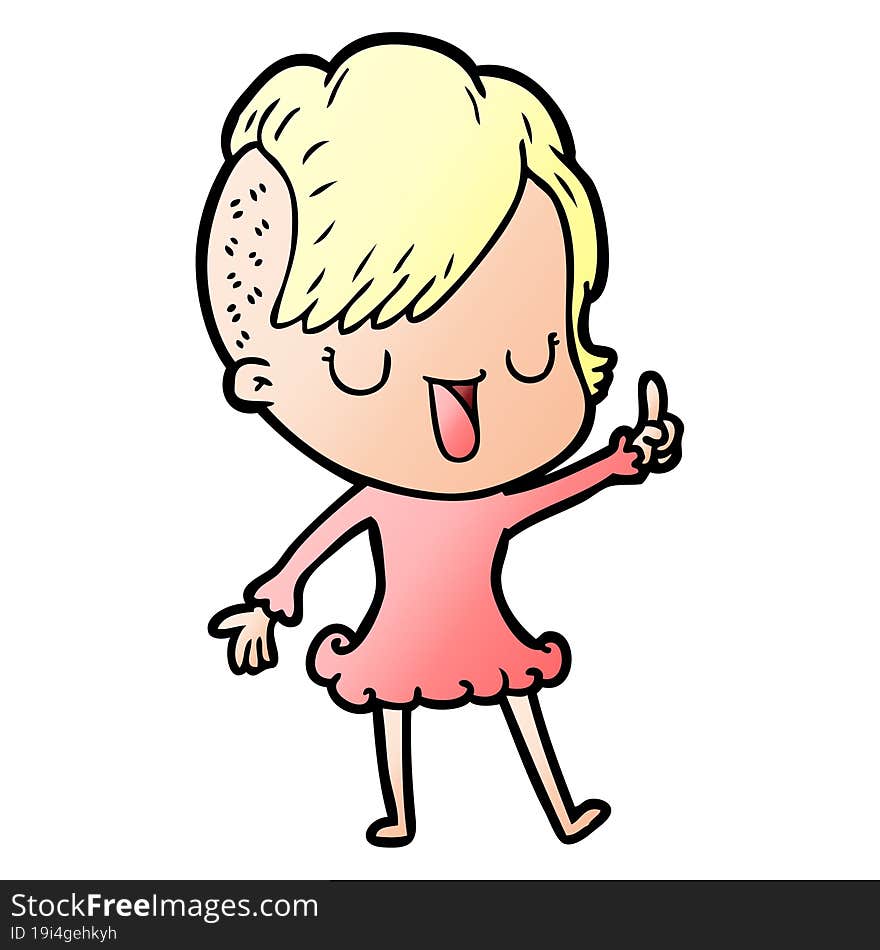 cute cartoon girl with hipster haircut. cute cartoon girl with hipster haircut