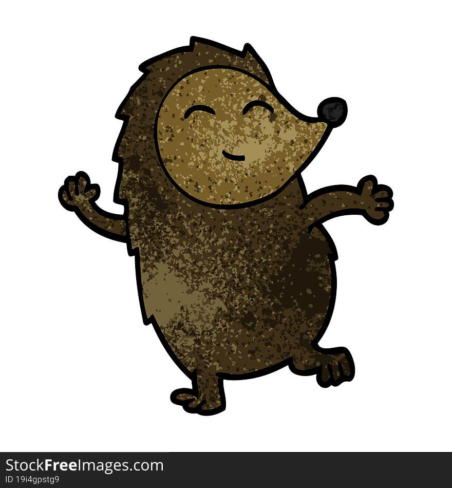 Cartoon Doodle Dancing Hedgehog