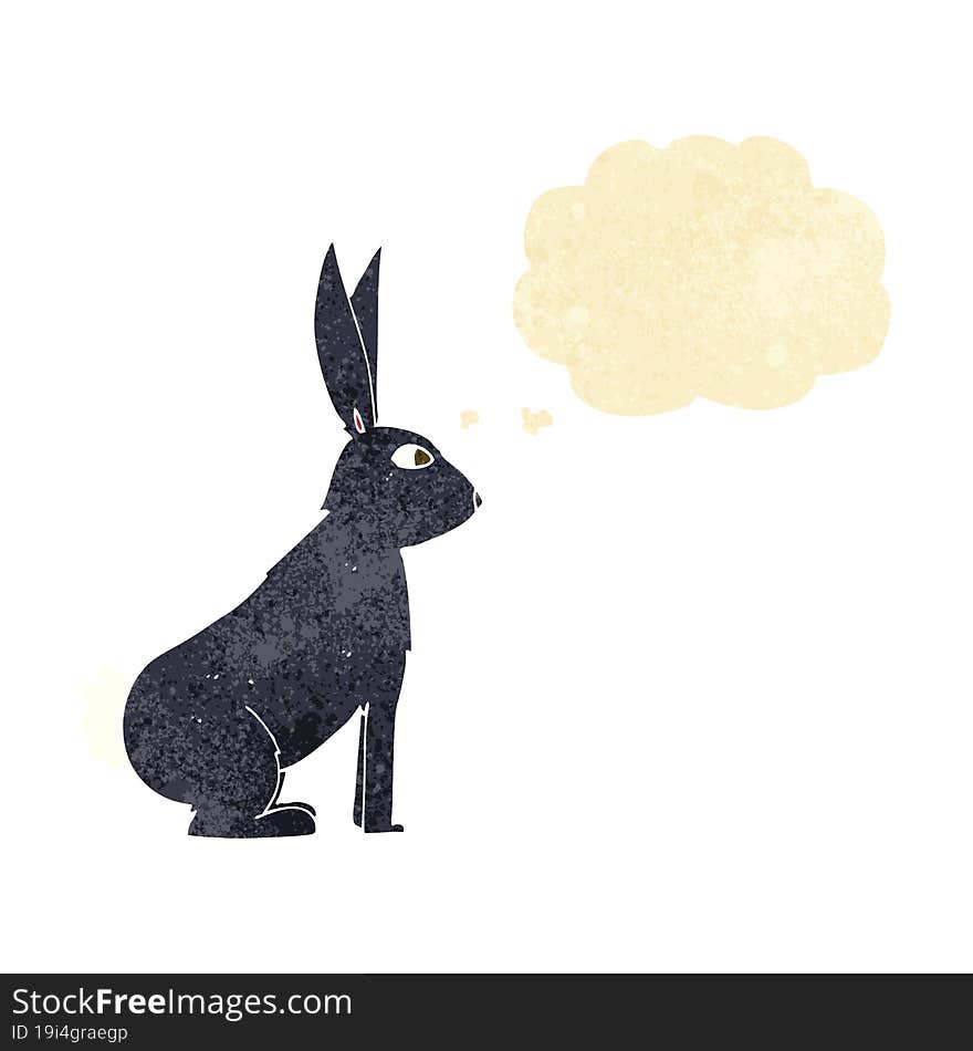 cartoon rabbit with thought bubble