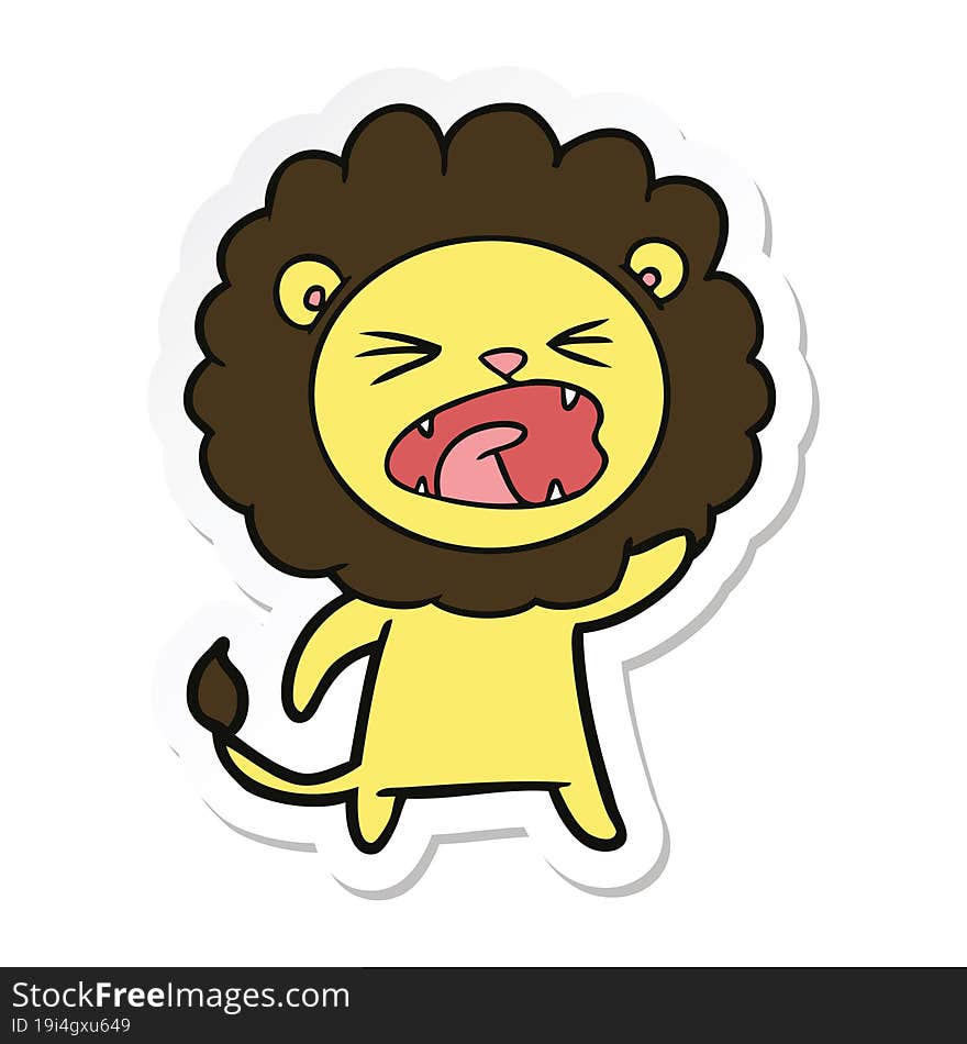 sticker of a cartoon angry lion