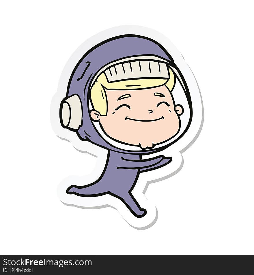 sticker of a happy cartoon astronaut