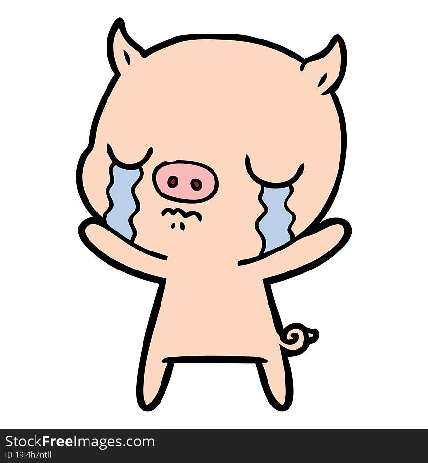 cartoon pig crying. cartoon pig crying