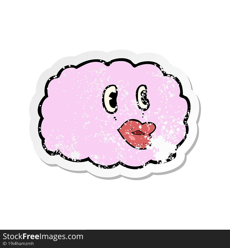 retro distressed sticker of a cartoon cloud symbol