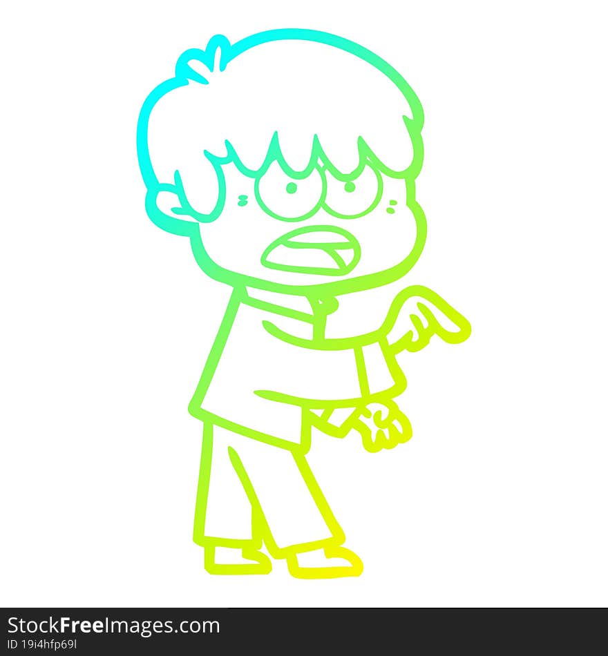 cold gradient line drawing worried cartoon boy