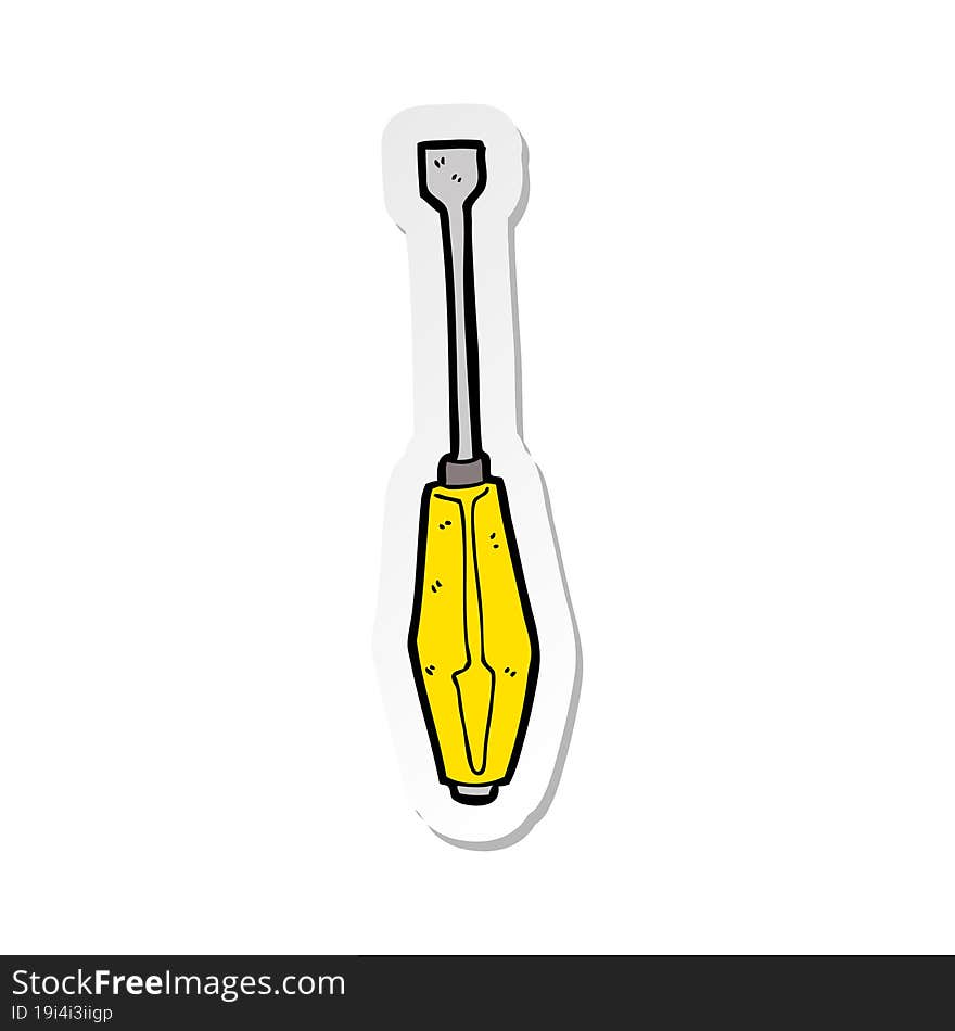 Sticker Of A Cartoon Screwdriver