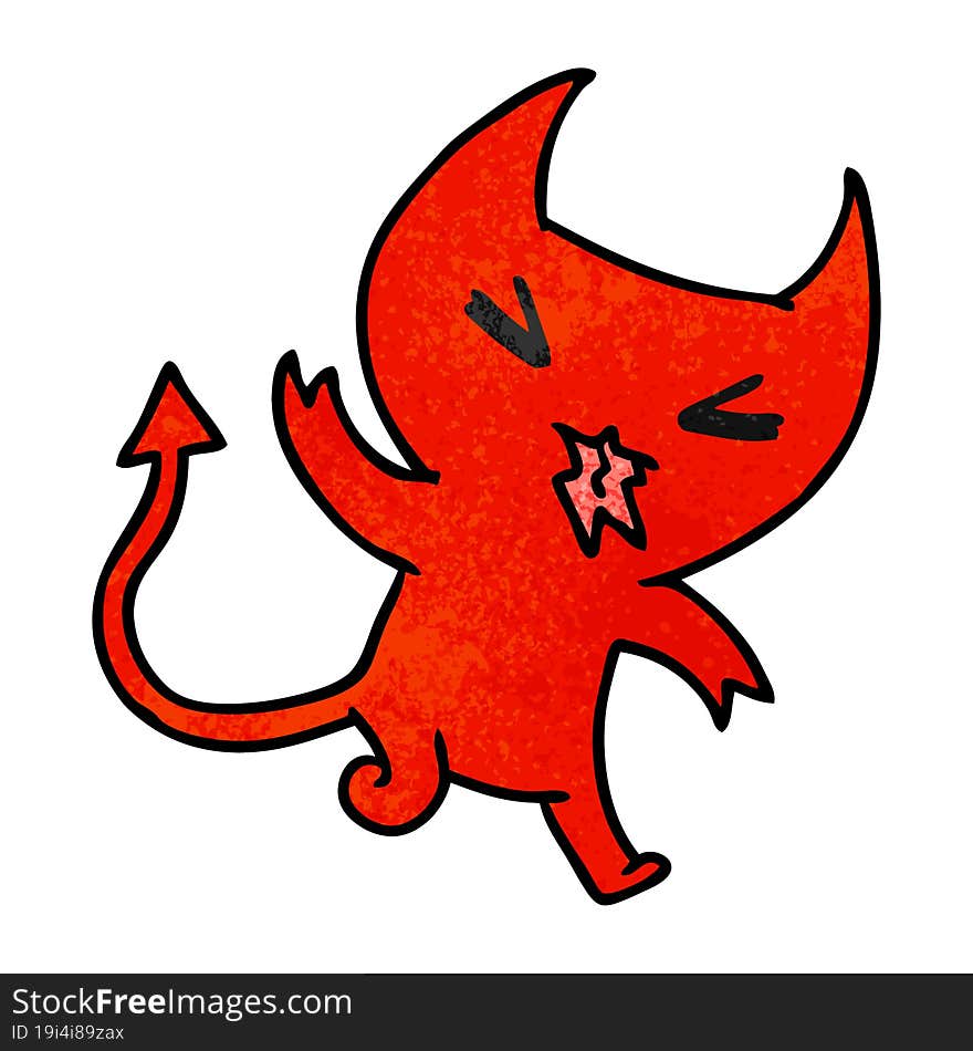 textured cartoon of a kawaii cute demon