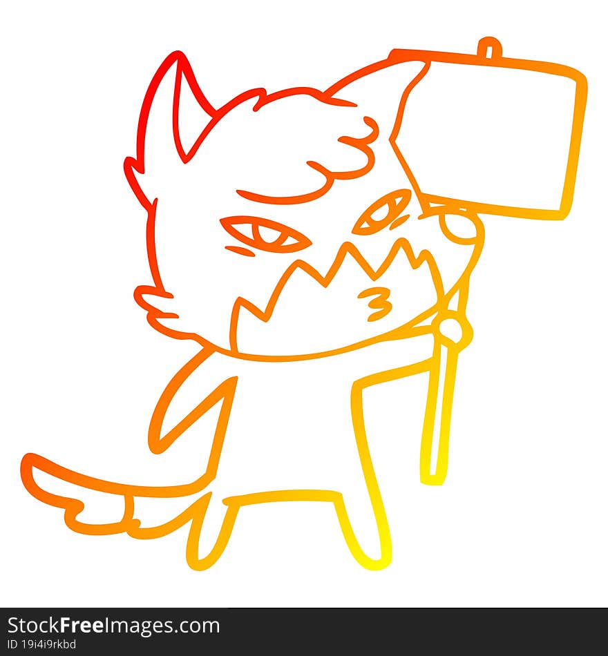 warm gradient line drawing clever cartoon fox