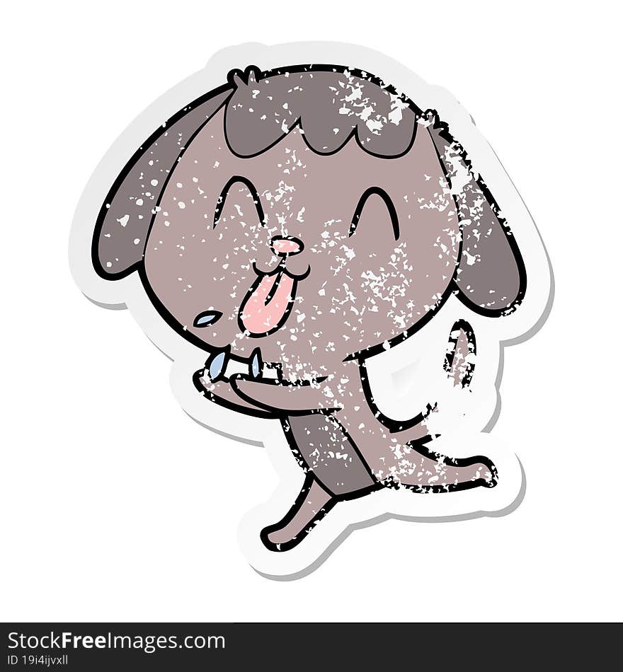 distressed sticker of a cute cartoon dog